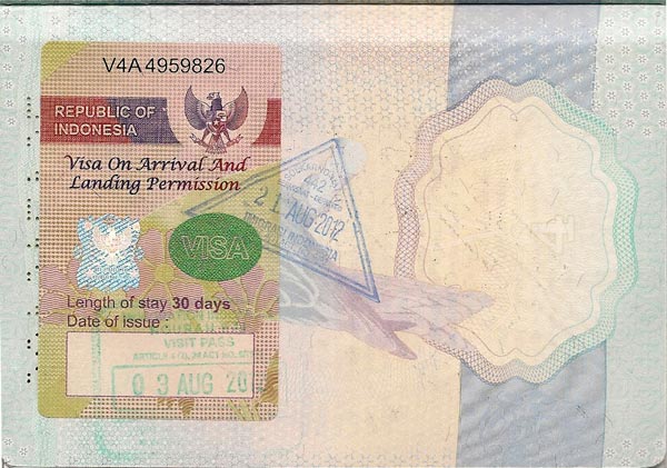 contoh visa on arrival RI