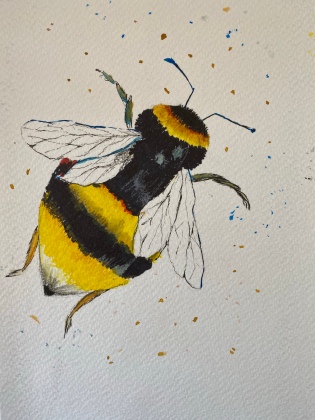 mix media of bumble bee